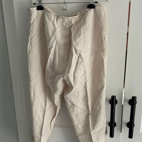 Eileen Fisher oatmeal linen Pants large - Picture 3 of 7